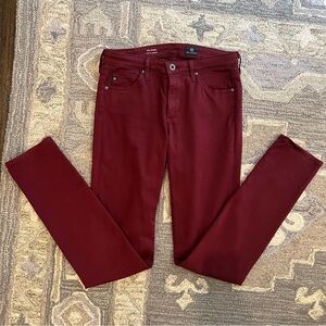 AG The Prima mid-rise cigarette jeans, crimson burgundy dark red size 26